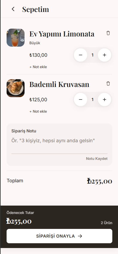 Siparişe not ekleme