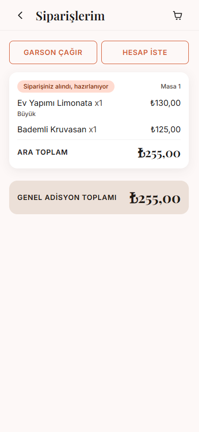 Onay sonrası canlı durum kartı